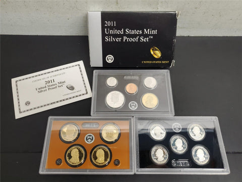 2011 United States Mint Silver Proof Set W/Cert. Of Auth. & Specs Coin Col. VF