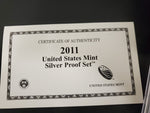 2011 United States Mint Silver Proof Set W/Cert. Of Auth. & Specs Coin Col. VF