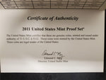 2011 United States Mint Proof Set W/Cert. Of Auth. & Specs Info Coin Col. VF