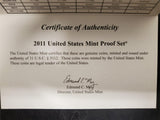 2011 United States Mint Proof Set W/Cert. Of Auth. & Specs Info Coin Col. VF