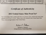 2013 United States Mint Proof Set W/Cert. Of Auth. & Specs Info Coin Col. VF