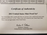 2013 United States Mint Proof Set W/Cert. Of Auth. & Specs Info Coin Col. VF