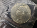 Vtg '71 Eisenhower Uncirculated Silver Dollar Coin in U.S. Mint Protective Case