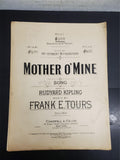 Antique 1903 Rudyard Kipling Mother O' Mine Song & Poem Sheet Music Frank Tours