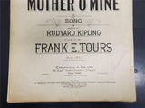 Antique 1903 Rudyard Kipling Mother O' Mine Song & Poem Sheet Music Frank Tours