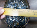 Vintage Blue Carnival Iridescent Indiana Glass Footed Fruit Bowl Grape Blue Oval