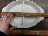 Pyrex Vintage Brown #945C Lid & #063 1 Quart Bottom Oval Divided Casserole Dish