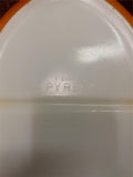 Pyrex Vintage Brown #945C Lid & #063 1 Quart Bottom Oval Divided Casserole Dish