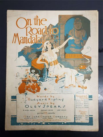 Antique 1907 Sheet Music Rudyard Kipling On The Road To Mandalay Phonograph Pd.