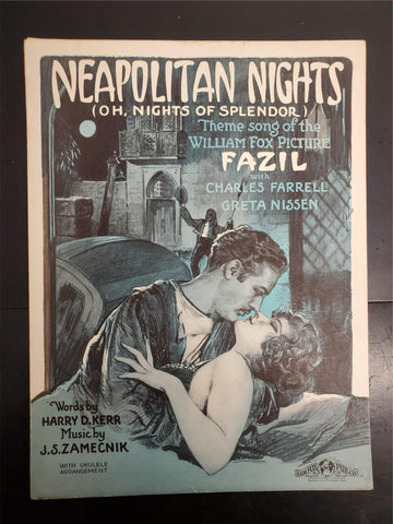 Vtg 1925 Sheet Music Neapolitan Nights Theme Song Fazil Ch. Farrell Greta Nissen