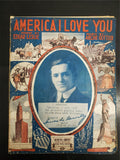 Antique 1915 WW1 Sheet Music America I Love You Gorgeous Patriotic Cover America