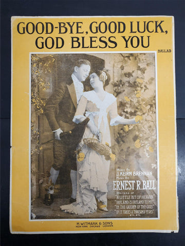 Antique 1916 WW1 Sheet Music GoodBye Good Luck God Bless You Gorgeous Cover Rare