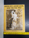 Antique 1916 WW1 Sheet Music GoodBye Good Luck God Bless You Gorgeous Cover Rare