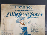 Vtg Roaring 20s 1923 Sheet Music I Love You Little Jessie James L Lawrence Weber