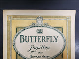 Vtg Sheet Music Butterfly Papillon Edvard Grieg for Piano 4th Grade Recital Rare