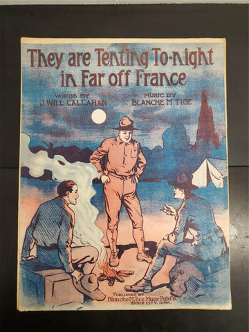 Antique 1918 WW1 Sheet Music They Are Tenting Tonight in Far Off France