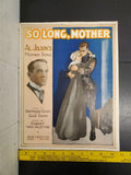 Rare Antique 1917 WW1 Sheet Music So Long Mother Soldier Going to War Ballad USA