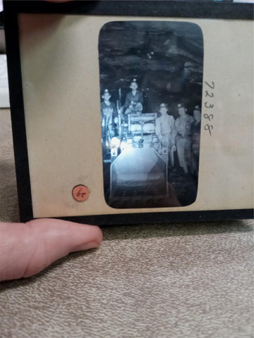 Vintage Mining Glass Slide Five Employees In Mine & Uniform & Equipment #72388
