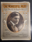 Antique WW1 1914 Sheet Music One Wonderful Night Ballad Collectible Music Rare