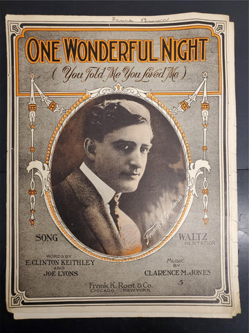 Antique WW1 1914 Sheet Music One Wonderful Night Ballad Collectible Music Rare