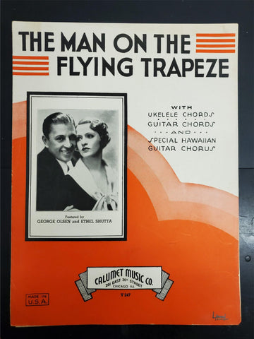Vtg 1935 Sheet Music Post Great Depression The Man On The Flying Trapeze Ballad