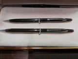 Vintage Bradley Mechanical Pencil & Pen Set In Original Box Silver & Charcoal