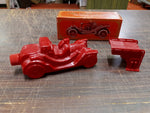 Vtg Glass Avon Auto Train toy Collectibles Lot Steam Engine Bell Race Car Packar