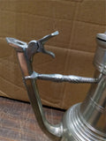 Vintage Swiss Aarau Pewter Tankard W Rams Head & Vintage German Pewter Pitcher