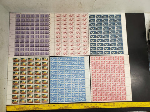 Vtg Stamp Collection 590 Stamps Total-11 Sheets Lincoln B. Franklin A. Mellon VF