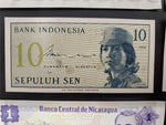 Vtg Lot 6 Paper Currency Money Notes Bosnia & Hercegovina Indonesia Nicaragua