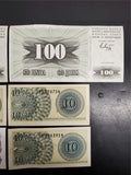 Vtg Lot 6 Paper Currency Money Notes Bosnia & Hercegovina Indonesia Nicaragua