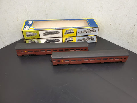 Vtg AHM HO Scale 2 PA 1930 Rivorossi Standard Coach Passenger Train Cars In Box