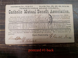 Vintage Lot 4 Death Penna Grand Council Catholic Mutual Benefit Postcards 1882