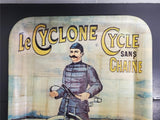 Vtg Balsa Wood Tray Advertising Bicycle-Builder French Le Cyclone Sans Chaine VF
