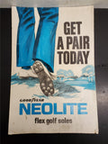 Vtg GoodYear Neolite Flex Golf Shoes Advertising Poster Sign Clothing Get a pair