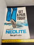 Vtg GoodYear Neolite Flex Golf Shoes Advertising Poster Sign Clothing Get a pair