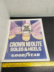 Vtg GoodYear Advertising Crown Neolite Soles Cardboard Poster/Sign Shoe Clothing