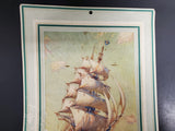 Vtg 1935 Business Advertising Ship Painting Artwork Wall Hanging Calendar Unused
