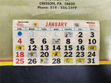 Vtg 1981 Business Advertising Antique Car Photo Art Wall Hanging Calendar Unused