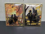 Vtg Reverse Paint Curved Glass Pr Silhouette Courting Wall Framed Pictures 40's