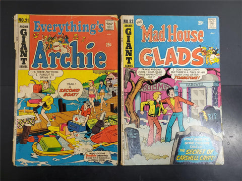 Vtg 1972 Archie Giant Series No. 82 Mad House Glads & No. 21 Everything Archie