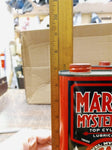 Vtg Marvel Mystery Oil Tin Cans 2 Quarts Top Cylinder Lubrication 1 Full 1 Empty