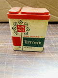 Vtg Spice Tins McCormick Durkee Kroger Ann Page Turmeric Thyme Cinnamon Chili