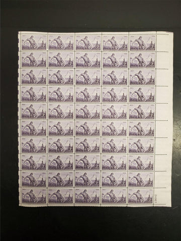 Vtg '54 Nebraska Territorial Centennial 3 Cent USPS Stamp Sheet 50 Total Mint