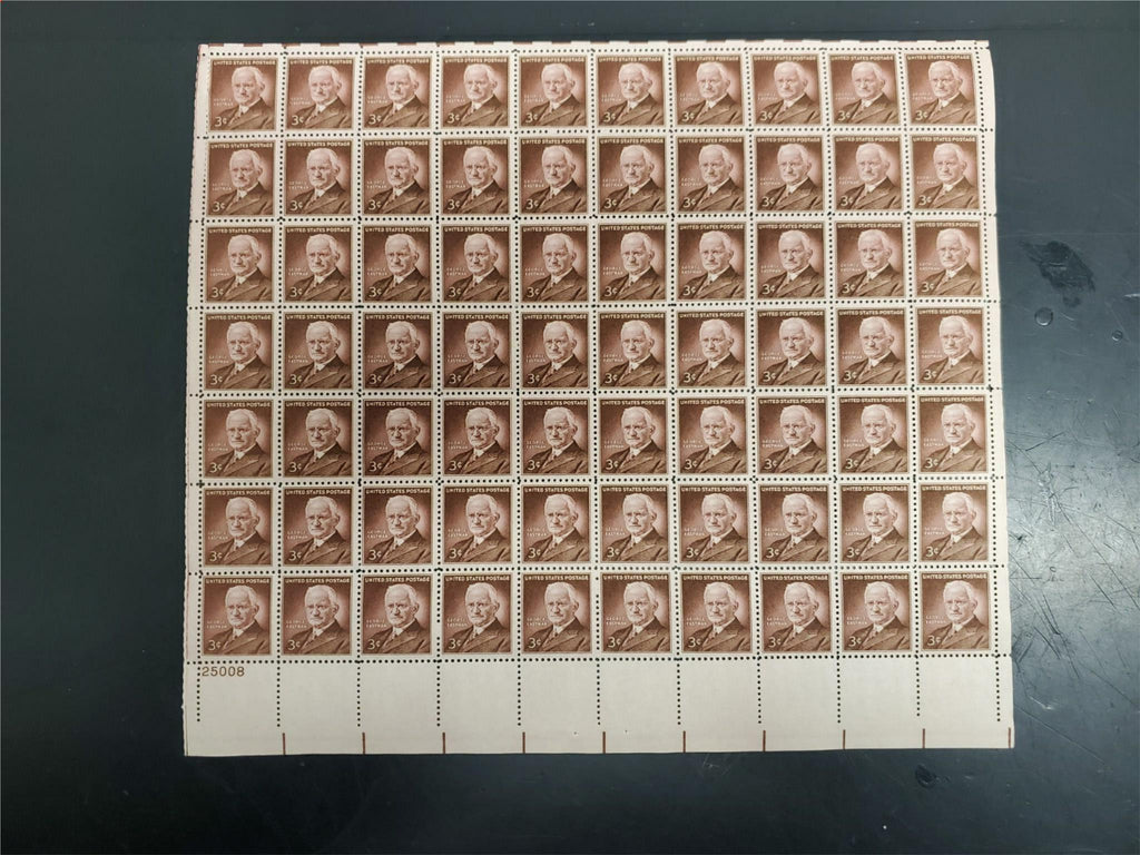 Vtg 1954 USPS George Eastman 3 Cent Postage Stamp Sheet 70 Total