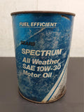 Vtg Sears Fuel Efficient Spectrum All Weather SAE 10W-30 Motor Oil Can Full 1 Qt