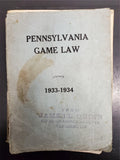 VTG Pennsylvania Game Law Book 1933-34 From House of Representative James Quinn