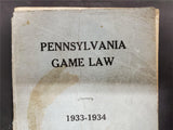 VTG Pennsylvania Game Law Book 1933-34 From House of Representative James Quinn