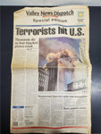 Sept. 11, 2001 Special Edition Terrorists Hit US Newspaper Valley News Dispatch