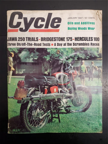 Vtg Cycle Magazine January 1967 Jawa 250 Trails Bridgestone 175 Hercules 100 GS
